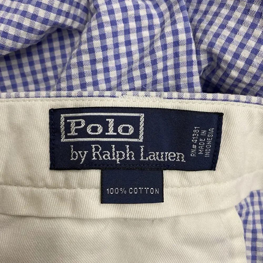 Polo Ralph Lauren Men’s Blue White Gingham Shorts Size 36 Cotton Preppy Classic